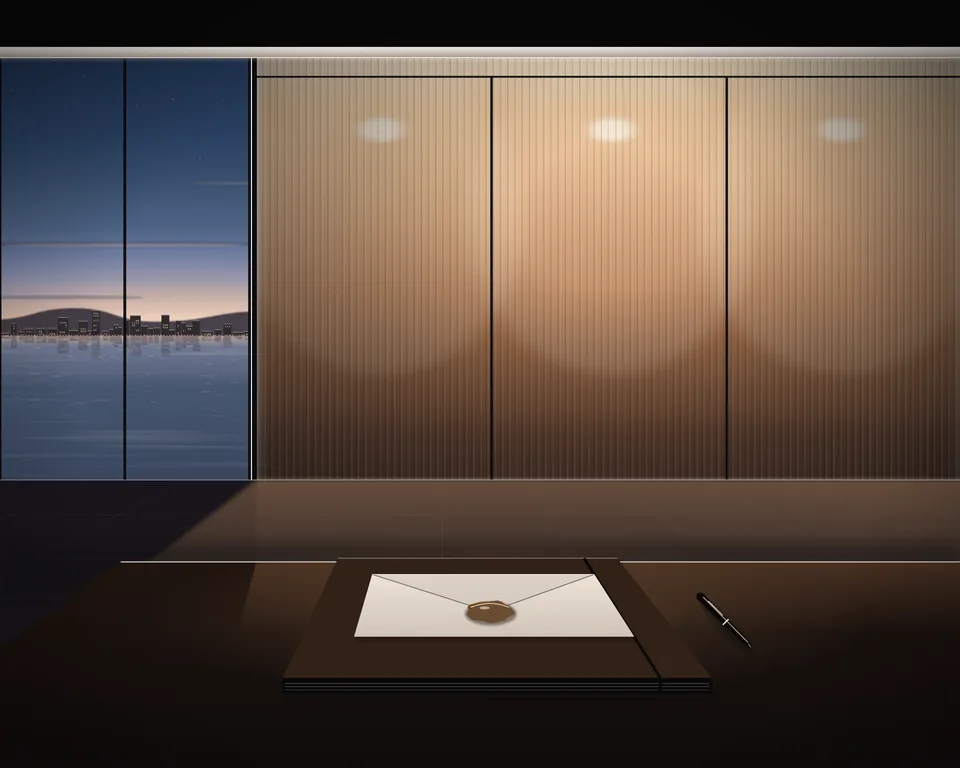 Illustration: a closed folder and sealed envelope in a quiet room